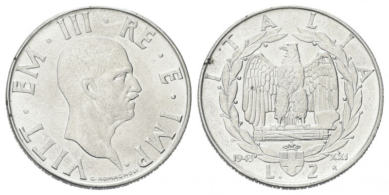 REGNO D’ITALIA
Vittorio Emanuele III, 1900-1943.
2 Lire 1943 a. XXI Roma, Impe...