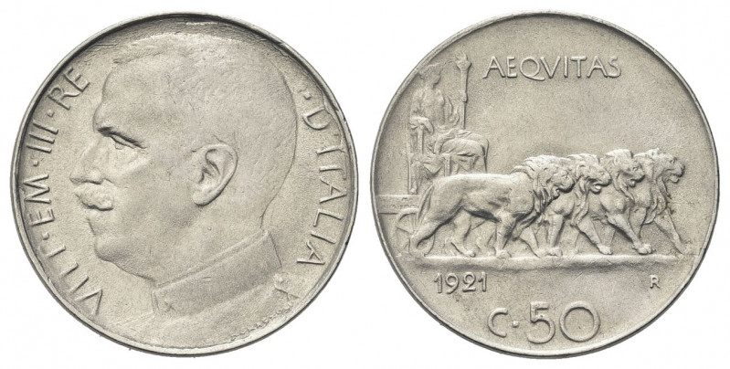 REGNO D’ITALIA
Vittorio Emanuele III, 1900-1943.
50 Centesimi 1921 Roma, Leoni...