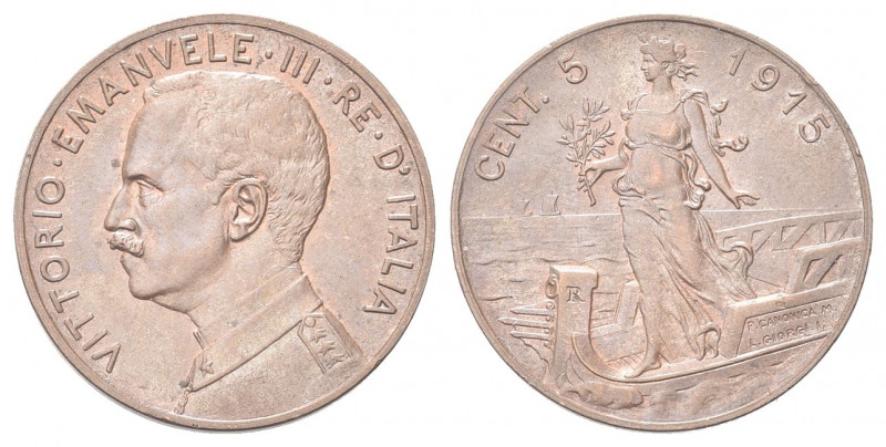 REGNO D’ITALIA
Vittorio Emanuele III, 1900-1943.
5 Centesimi 1915 Roma, Italia...