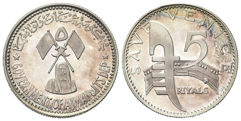 AJMAN
Ajman, Rashid Bin Hamad al-Nuaimi, 1928-1981.
5 Riyals 1971 Save Venice....