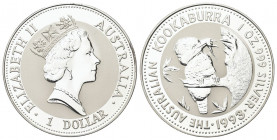 AUSTRALIA
Elisabetta II, dal 1952.
Dollaro 1993, Kookaburra.
Ag gr. 31,87
Dr. Busto coronato a d.
Rv. Kookaburra australiano porta insetti ai suo...