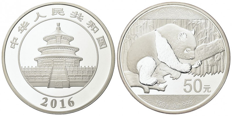 CINA
Repubblica Popolare Cinese, dal 1949.
50 Yuan 2016 Panda.
Ag 999 % gr. 1...