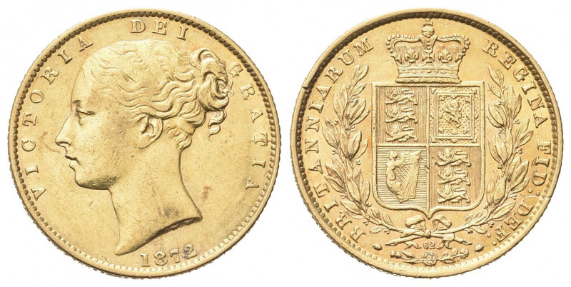 GRAN BRETAGNA
Regina Vittoria, 1837-1901.
Sterlina 1872, numerale 62.
Au gr. ...