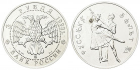 RUSSIA
Federazione russa, dal 1991.
3 Rubli 1993.
Ag gr. 34,61
Dr. Aquila bicipite (emblema della Banca russa).
Rv. Due ballerini.
Y# 323.
FDC...