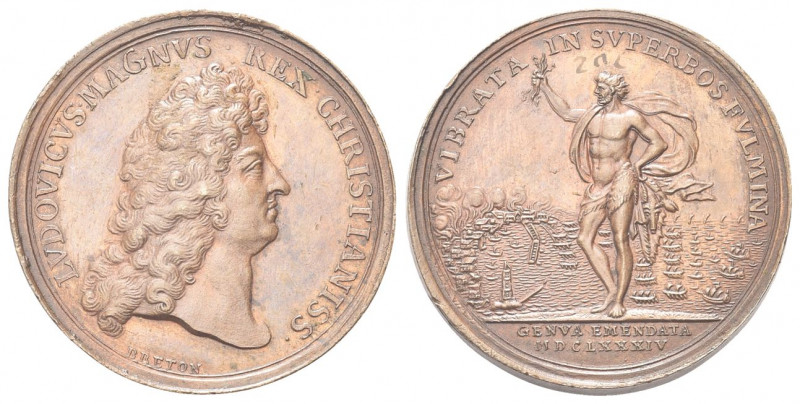 GENOVA
Luigi XIV di Borbone (Re di Francia), 1638-1715.
Medaglia 1684 opus Bre...