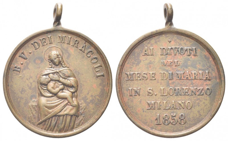 MILANO
Medaglia 1858 devozionale “Ai Divoti in San Lorenzo” Beata Vergine dei M...