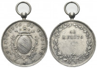 URBINO
Durante Repubblica Italiana, dal 1946.
Medaglia al merito s. data.
Ag gr. 22,66 mm. 35,4
Dr. MUNICIPIO DI URBINO. Stemma coronato tra due r...