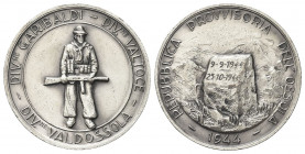 VALDOSSOLA
Repubblica Sociale Italiana, 1943-1945.
Medaglia 1944 Divisione Garibaldi e Valtoce.
Æ argentato gr. 20,39 mm. 36,6
Dr. DIV.ne GARIBALD...