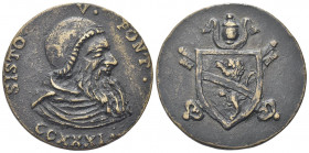 ROMA
Sisto V (Felice Peretti), 1585-1590.
Medaglia di restituzione fusa opus anonimo.
Æ gr. 31,41 mm. 43
Dr. SIXTO - V - PONT / CCXXXI. Busto drep...