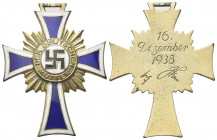GERMANIA
Terzo Reich, 1933-1945.
Croce d’onore per le madri tedesche III Classe.
Æ dorato con smalti gr. 14,14 mm. 45x34,3
Croce latina decussata ...
