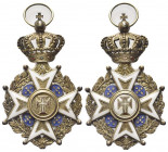 PORTOGALLO
Ordine militare di Cristo, 1844-1910.
Pendente da commendatore modello speciale.
Metallo dorato gr. 14,56 mm. 58,3x35,6
Croce di malta ...