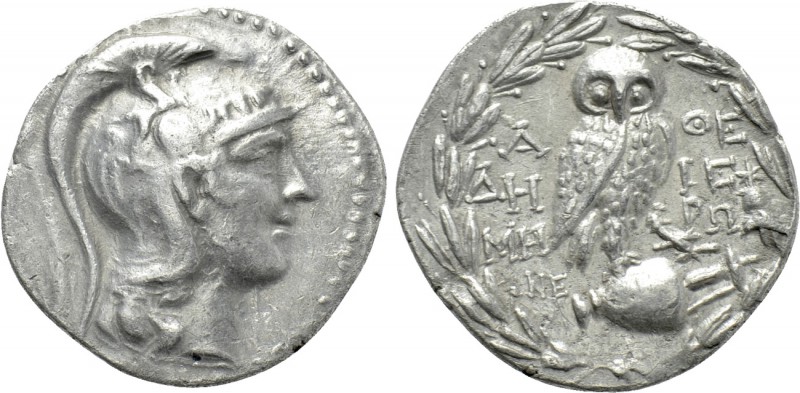 ATTICA. Athens. Tetradrachm (142/1 BC). New Style Coinage. Deme- and Hiero-, mag...