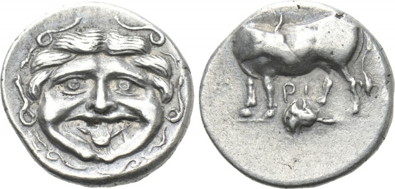 MYSIA. Parion. Hemidrachm (4th century BC). 

Obv: Facing gorgoneion.
Rev: ΠA...