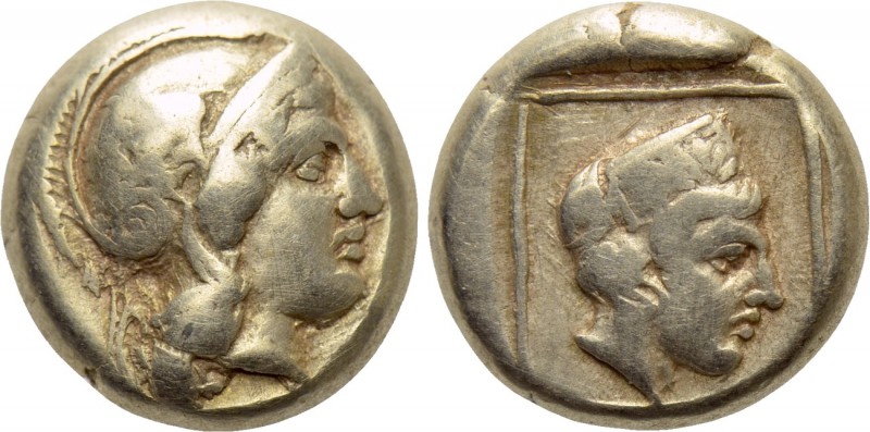 LESBOS. Mytilene. EL Hekte (Circa 412-378 BC). 

Obv: Helmeted head of Athena ...
