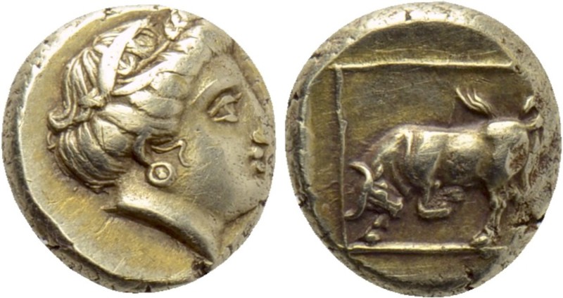 LESBOS. Mytilene. EL Hekte (Circa 377-326 BC). 

Obv: Wreathed head of Perseph...