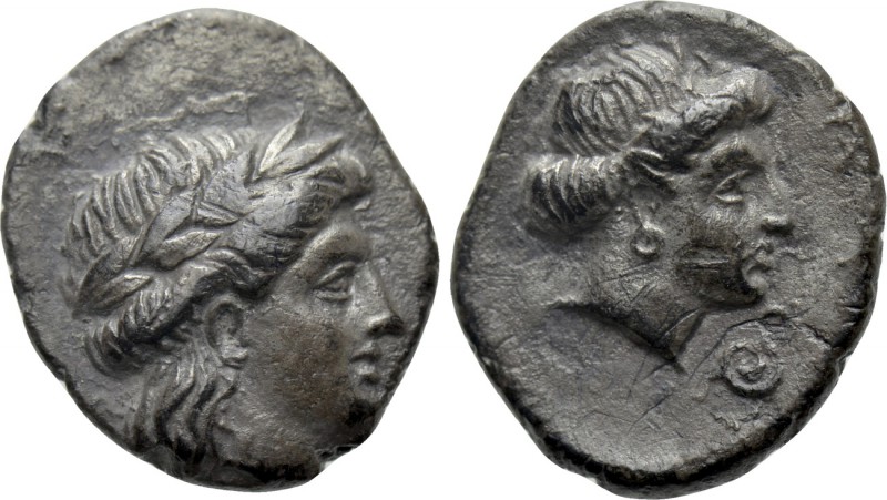 LESBOS. Mytilene. Diobol (Circa 400-350 BC). 

Obv: Laureate head of Apollo ri...