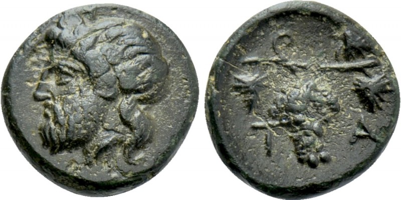 AEOLIS. Temnos. Ae (3rd century BC). 

Obv: Head of Dionysos left, wearing ivy...