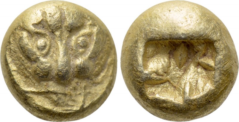 IONIA. Uncertain. EL Hemihekte (Circa 6th century BC). 

Obv: Facing head of l...