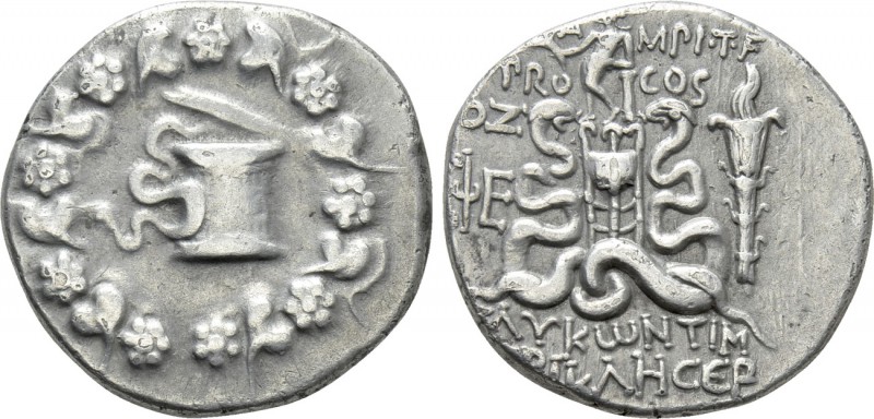 IONIA. Ephesos. Cistophor. T. Ampius T.f. Balbus (Proconsul, 58-57 BC). Glykonti...