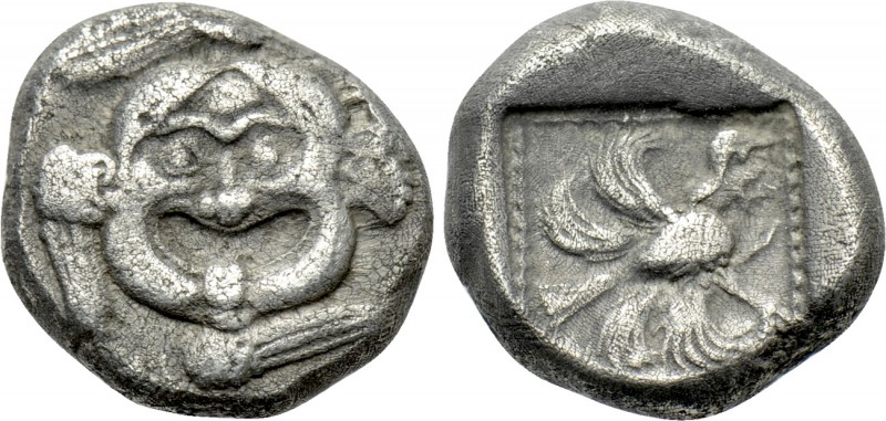 CARIA. Uncertain. Hemidrachm or Triobol (5th century BC). 

Obv: Facing gorgon...