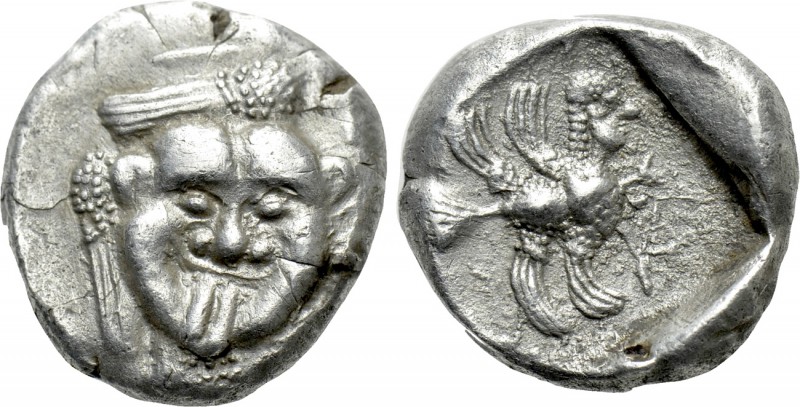 CARIA. Uncertain. Hemidrachm or Triobol (5th century BC). 

Obv: Facing gorgon...