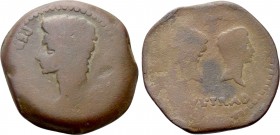 SPAIN. Julia Traducta. Augustus with Caius and Lucius (27 BC-14 AD). Ae Dupondius.