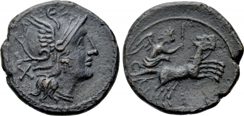 ANONYMOUS. Fourrée Denarius (Circa 2nd century BC). Imitating an uncertain type....
