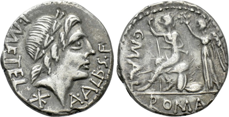 C. MALLEOLUS, A. ALBINUS SP.F. and L. CAECILIUS METELLUS. Denarius (96 BC). Rome...
