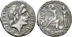 C. MALLEOLUS, A. ALBINUS SP.F. and L. CAECILIUS METELLUS. Denarius (96 BC). Rome.