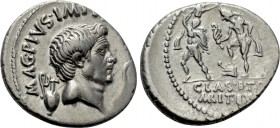 SEXTUS POMPEIUS MAGNUS PIUS. Denarius (37/6 BC). Uncertain Sicilian mint.