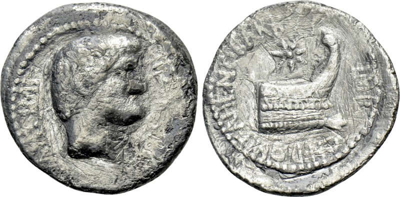 MARK ANTONY. Denarius (40 BC). Uncertain mint, possibly Corcyra. Cn. Domitius Ah...