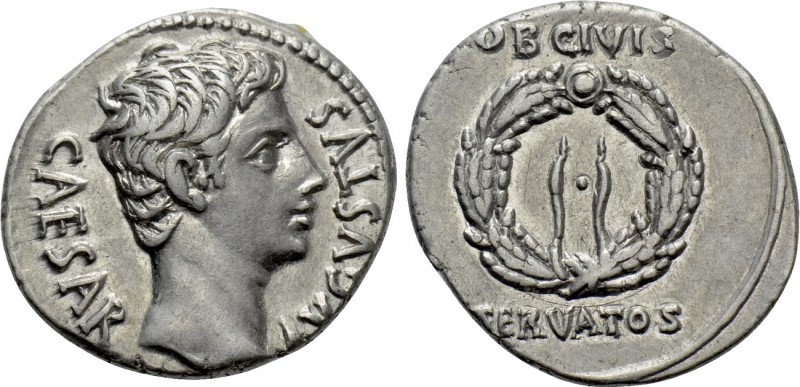 AUGUSTUS (27 BC-14 AD). Denarius. Uncertain mint in Spain, possibly Colonia Caes...