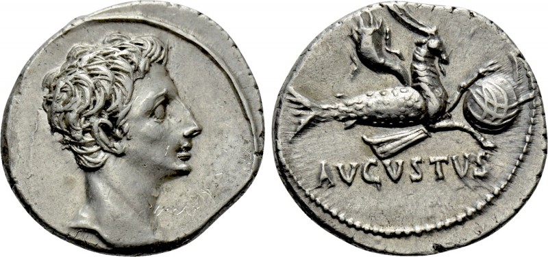AUGUSTUS (27 BC-14 AD). Denarius. Uncertain mint in Spain, possibly Colonia Patr...