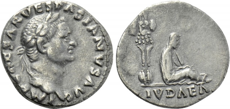 VESPASIAN (69-79). Denarius. Rome. "Judaea Capta" issue. 

Obv: IMP CAESAR VES...