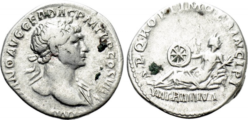 TRAJAN (98-117). Denarius. Rome. 

Obv: IMP TRAIANO AVG GER DAC P M TR P COS V...