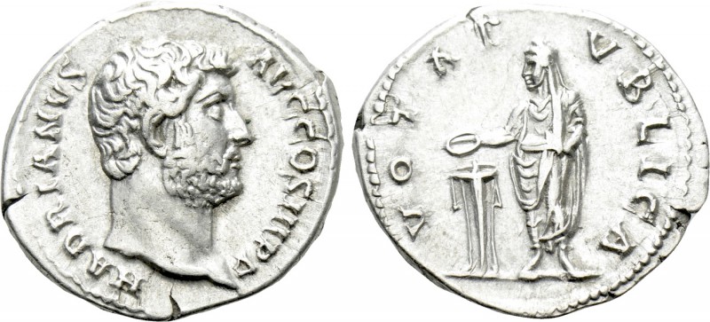 HADRIAN (117-138). Denarius. Rome. 

Obv: HADRIANVS AVG COS III P P. 
Bare he...