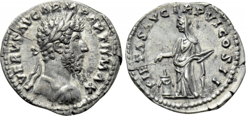 LUCIUS VERUS (161-169). Denarius. Rome. 

Obv: L VERVS AVG ARM PARTH MAX. 
La...
