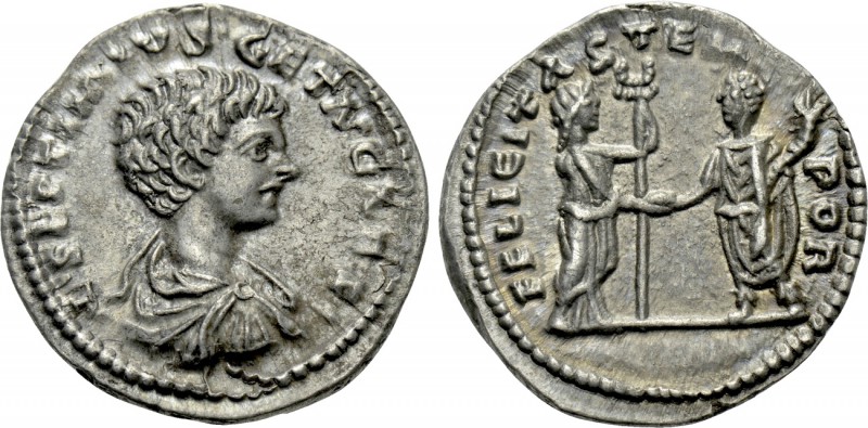 GETA (Caesar, 198-209). Denarius. Laodicea ad Mare. 

Obv: P SEPTIMIVS GETA CA...