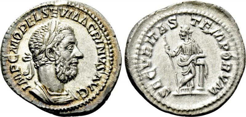 MACRINUS (217-218). Denarius. Rome.

Obv: IMP C M OPEL SEV MACRINVS AVG.
Laur...