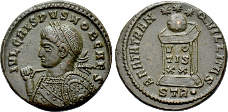 CRISPUS (Caesar, 316-326). Follis. Treveri. 

Obv: IVL CRISPVS NOB CAES. 
Lau...