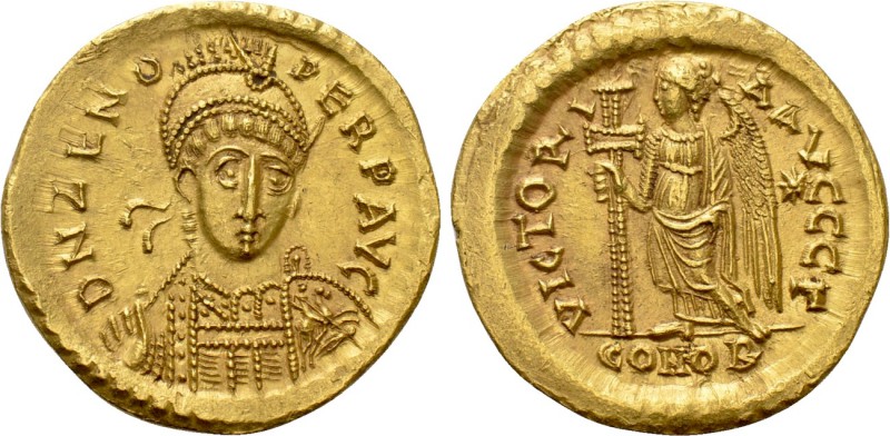 ZENO (Second reign, 476-491). GOLD Solidus. Constantinople. 

Obv: D N ZENO PE...