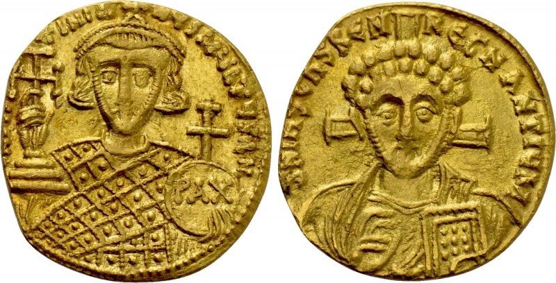 JUSTINIAN II (Second reign, 705-711). GOLD Solidus. Constantinople. 

Obv: δ N...
