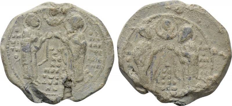 BYZANTINE LEAD SEALS. Uncertain (Circa 11th-12th centuries). 

Obv: Two saints...