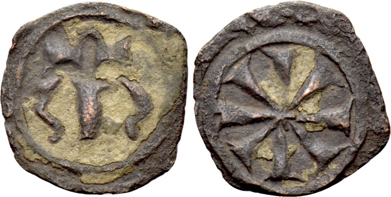 ITALY. Sicily. Manfred (1258-1266). BI Denaro. Messina. 

Obv: Omega above Lom...