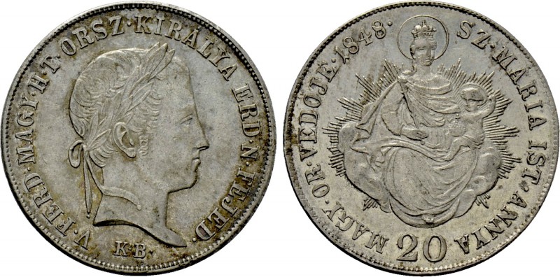 AUSTRIA. Ferdinand I (1835-1848). 20 Krajczar (1848-KB). Kremnica. 

Obv: V FE...