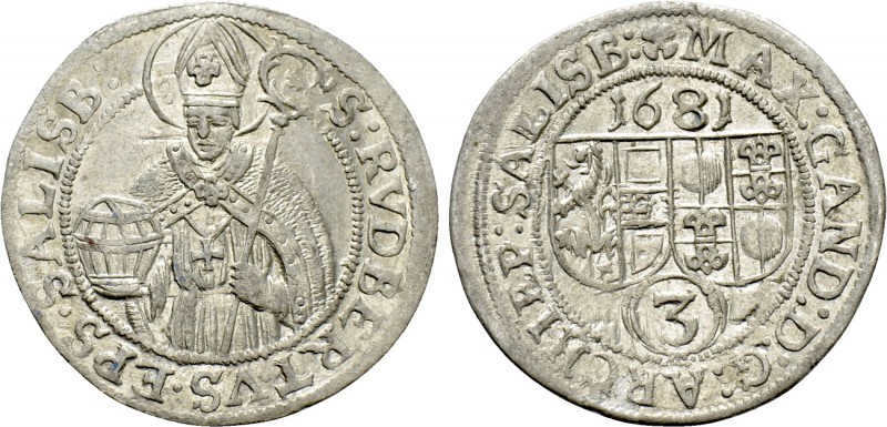 AUSTRIA. Salzburg. Max Gandolph Graf von Küenburg (1668-1687). 3 Kreuzer (1681)....