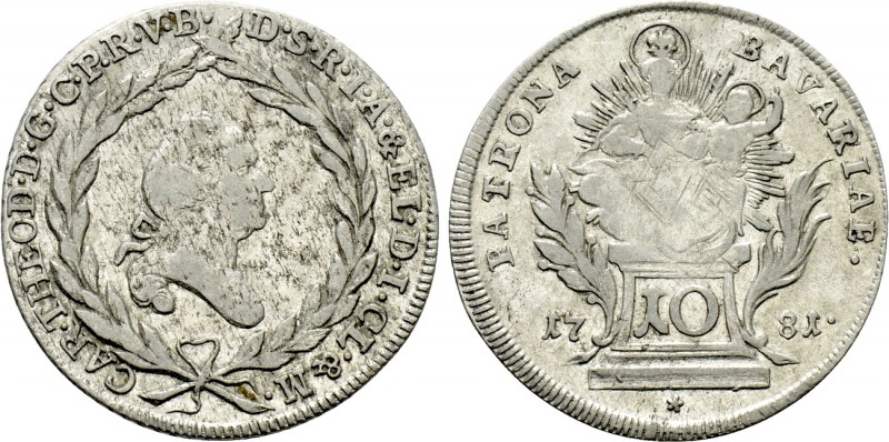 GERMANY. Bavaria. Karl Theodor (1777-1799). 10 Konventionsmadonnenkreuzer (1781)...