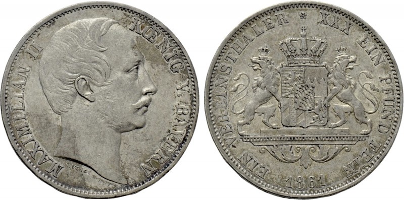GERMANY. Bavaria. Maximilian II Joseph (1848-1864). Vereinstaler (1861). München...