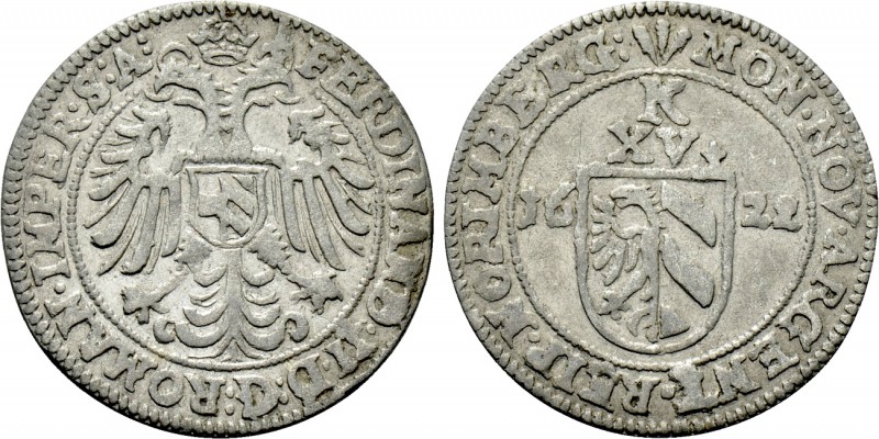 GERMANY. Nuremburg. 15 Kreuzer (1622). 

Obv: Imperial double eagle; crown abo...