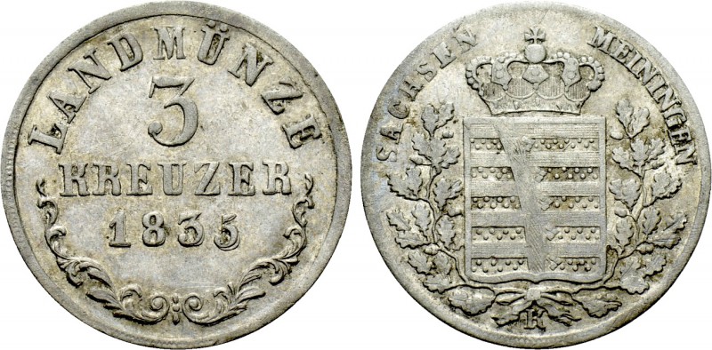 GERMANY. Saxe-Meiningen. Bernhard II (1803-1866). 3 Kreuzer (1835-K). . 

Obv:...